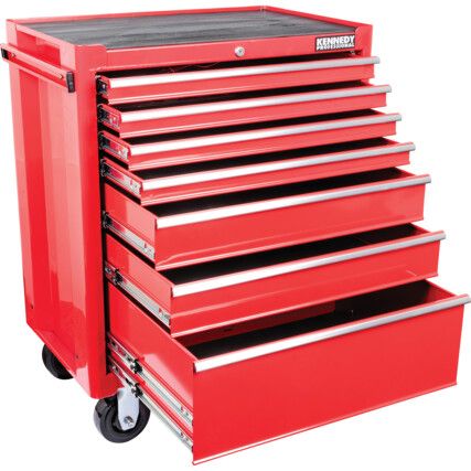 Roller Cabinet, Classic Red, Red, Steel, 7-Drawers, 890 x 688 x 458mm, 175kg Capacity