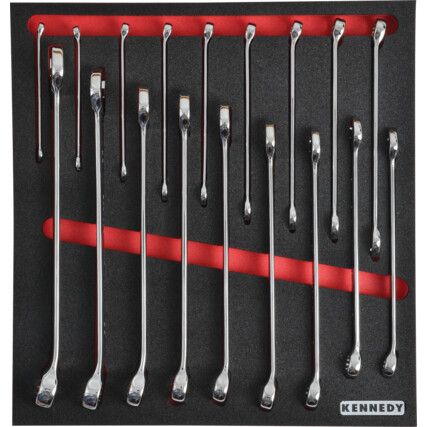18 Piece Combination Spanner Set in 2/3 Foam Inlay for Tool Cabinats