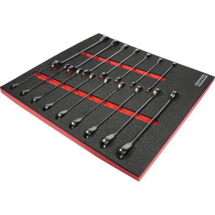 16 Piece Ratchet Combination Spanner Set in 2/3 Foam Inlay for Tool Chests