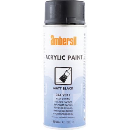 Acrylic Aerosol Spray Paint, Matt Black- 400ml