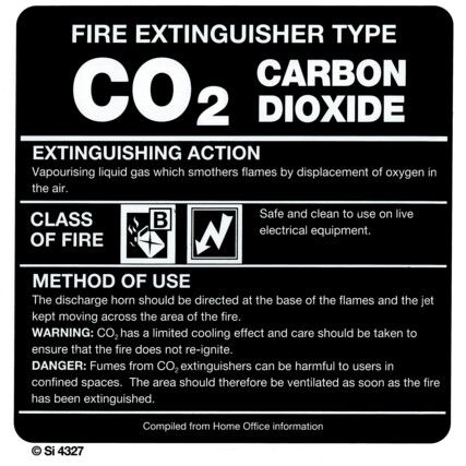 S/IL/C CO2 Extinguishant Label, Self Adhesive 140mm x 140mm