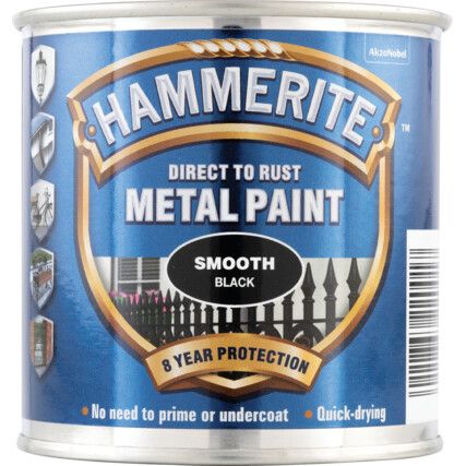 Direct to Rust Smooth Black Metal Paint - 250ml
