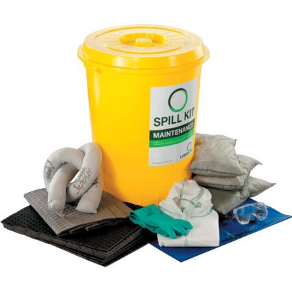 Oil Spill Kit, 80L Absorbent Capacity Per Kit, Circular Bin