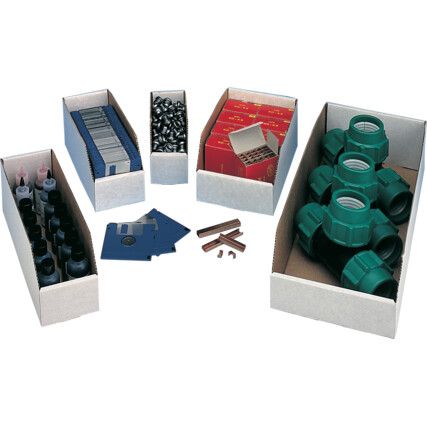 Storage Bins, Cardboard, White, 152x228x115mm, 50 Pack