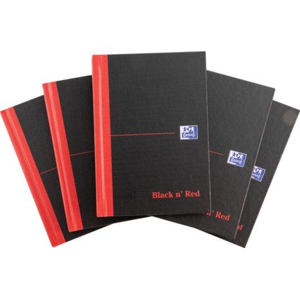 BLACK N' RED A6 Hardback Spiral Bound Feint Line Note Books C66655 (PK-5)