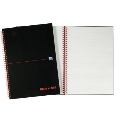 BLACK N' RED A4 Hardback Spiral Bound Feint Line Note Books JDB67004 (PK-5)