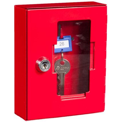 Emergency Key Cabinet, 1 Key Capacity, Red, Steel, 153 x 120 x 40mm