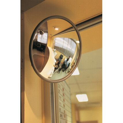Interior Convex Mirror, Circular, Acrylic, Grey Edge, 300mm Diameter