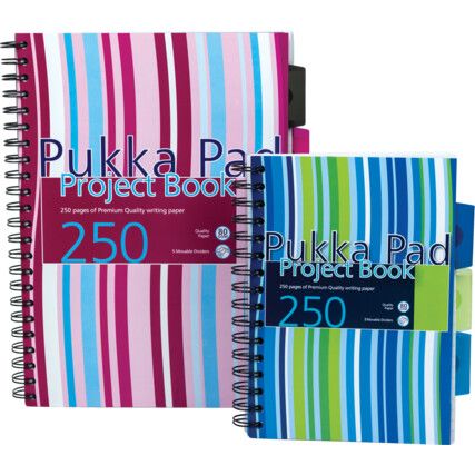 PUKKA A4 PINK/BLUE PROJECT BOOK 250-PG RULED (PK-3)