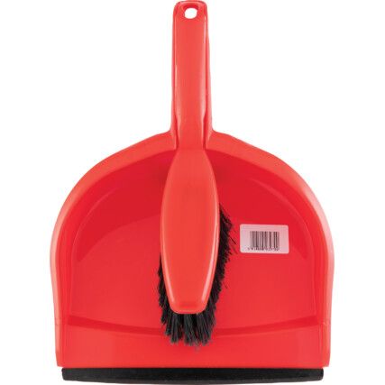 Plastic Dustpan & Soft Brush Set Red