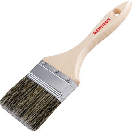 3in., Flat, Natural Bristle, Angle Brush, Handle Wood