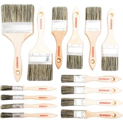 1/2in./1in./2in./3in., Flat, Natural Bristle, Angle Brush Set, Handle Wood