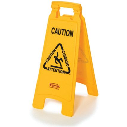 Double Sided Floor Sign Yellow "Caution Wet Floor"