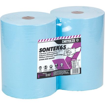 Sontek 65, Centrefeed Blue Roll, Single Ply, 2 Rolls