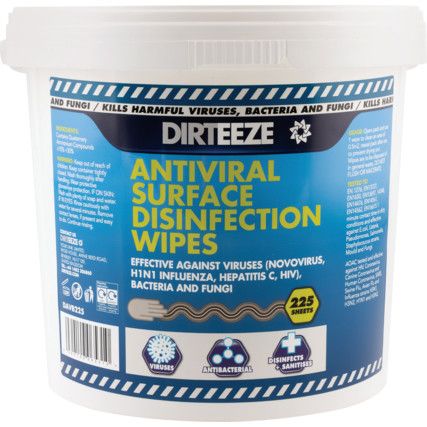 Antiviral & Disinfecting Surface Wipes, Bucket of 225 Sheets