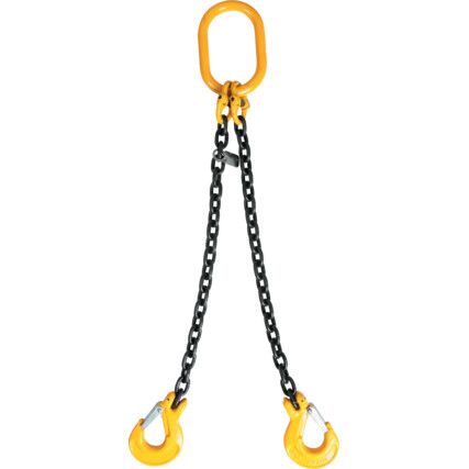 Double Leg, Chain Sling, 7mm x 2m, Safety Hook, 2.1 Tonne