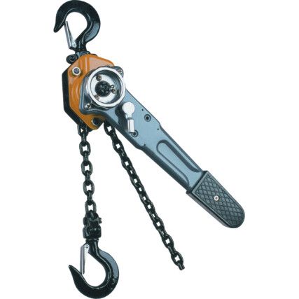 Manual Lever Hoist, 250kg Rated Load, 1m Lift, 4mm Chain with Safety Hook