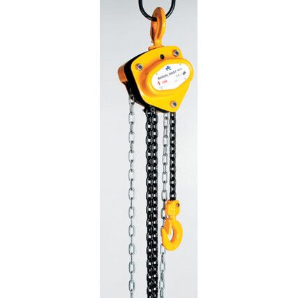 Manual Chain Hoist, 500kg Rated Load, 3m Lift, 6mm Chain with Safety Hook