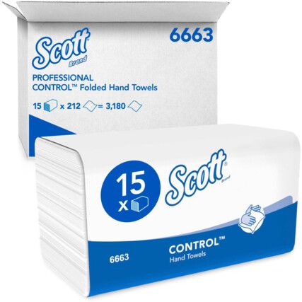 6663 Performance Hand Towels Med White 15 Sleeves