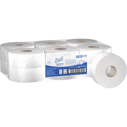 8615 Scott 200/60 Toilet Tissue Mini JumboWhite 12-Roll