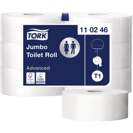 Advanced Jumbo Roll 2 ply, 340m Roll, 1700 Sheets Pack of 6