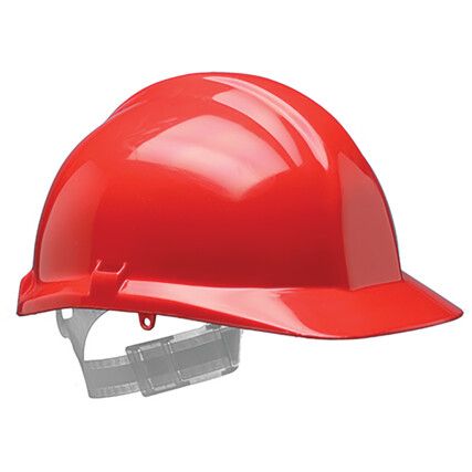 1125, Safety Helmet, Red, HDPE, Not Vented, Full Peak, Includes Side Slots