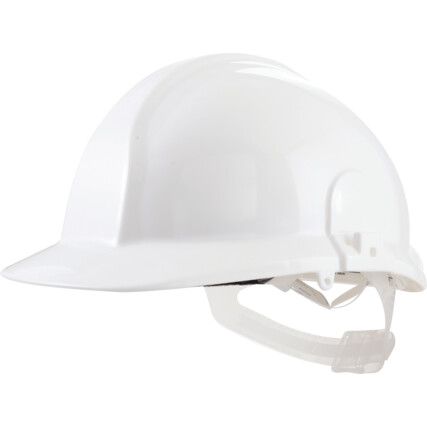 1125, Safety Helmet, White, HDPE, Not Vented, Full Peak, Includes Side Slots