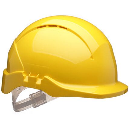 Concept, Safety Helmet, Yellow, ABS, Vented, Full Peak, Includes Side Slots