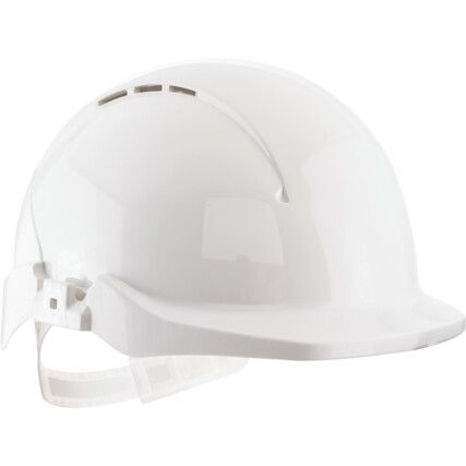 Concept, Safety Helmet, White, ABS, Vented, Reduced Peak, Includes Side Slots