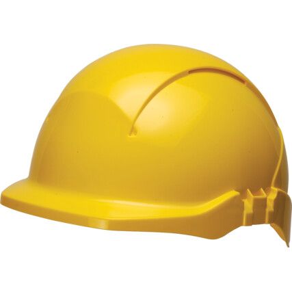 Concept, Safety Helmet, Yellow, ABS, Vented, Reduced Peak, Includes Side Slots