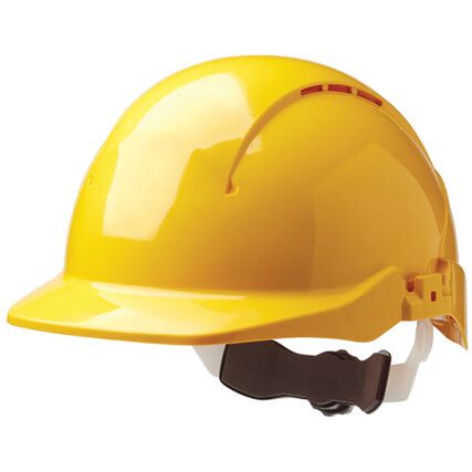 Concept Roofer, Safety Helmet, Yellow, ABS, Vented, Reduced Peak, Includes Side Slots