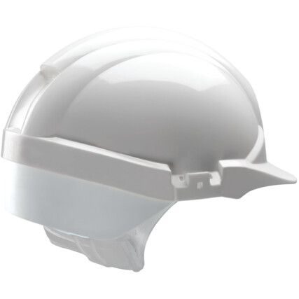 Reflex, Safety Helmet, White, HDPE, Vented, Medium Peak, Reflective Piping, Includes Side Slots