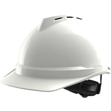 V-GARD 500 Vented Safety Helmet with FAS-TRAC III Suspension and Sewn PVC Sweatband, White