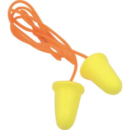 E-A-RSoft™ FX™, Disposable Ear Plugs, Corded, Not Detectable, Flared Bullet, 39dB, Yellow, Foam, Pk-200 Pairs