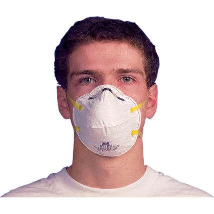 8710E Disposable Mask, Unvalved, White/Yellow, FFP1, Filters Dust/Mist/Particulates, Pack of 1