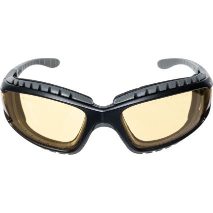 Tracker 2, Safety Glasses, Amber Lens, Full-Frame, Black Frame, Anti-Fog/High Temperature Resistant/Impact-resistant/Scratch-resistant/UV-resistant