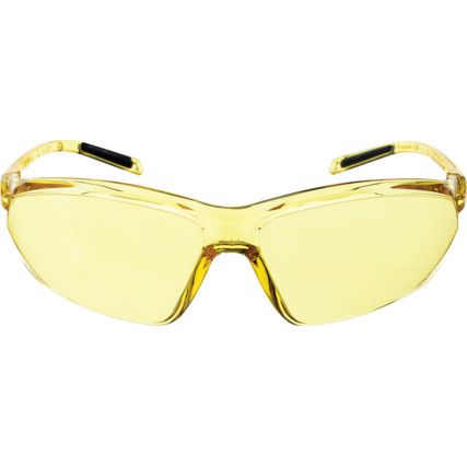 Safety Glasses, Amber Lens, Half-Frame, Amber Frame, Impact-resistant/Scratch-resistant