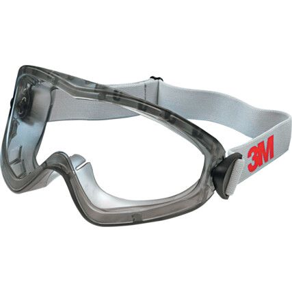Safety Goggles, Polycarbonate, Clear Lens, PVC, Grey Frame, Indirect Ventilation, Anti-Fog/Scratch-resistant/UV-resistant