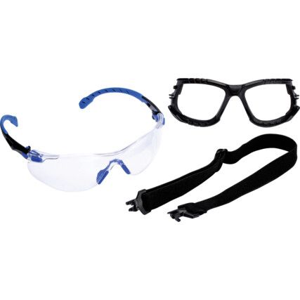 Solus 1000, Safety Glasses, Clear Lens, Half-Frame, Black/Green Frame, Anti-Fog/High Temperature Resistant/Impact-resistant/UV-resistant