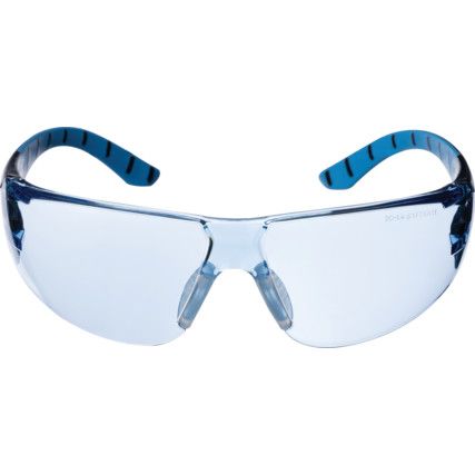 Stream, Safety Glasses, Blue Lens, Wraparound, Black/Blue Frame, Anti-Fog/Scratch-resistant