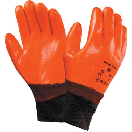 23-491, Cold Resistant Gloves, Orange, Cotton Liner, PVC Coating, Size 10
