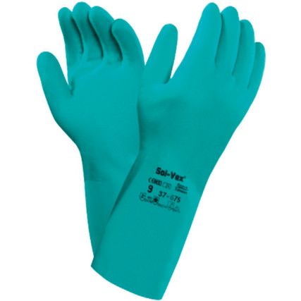 37-300 Alphatec Chemical Resistant Gauntlet, Green, Nitrile, Size 10