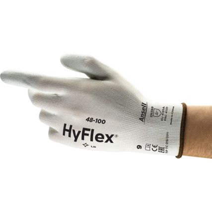 48-101 HyFlex® Mechanical Hazard Gloves, Black, Nylon Liner, Polyurethane Coating, EN388: 2016, 4, 1, 3, 1, A, Size 8