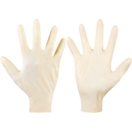 63-864 Microflex Disposable Gloves, Natural, Latex, Level 3 -0.65/GI, Powder Free, Pk-100, Size 8.5-9