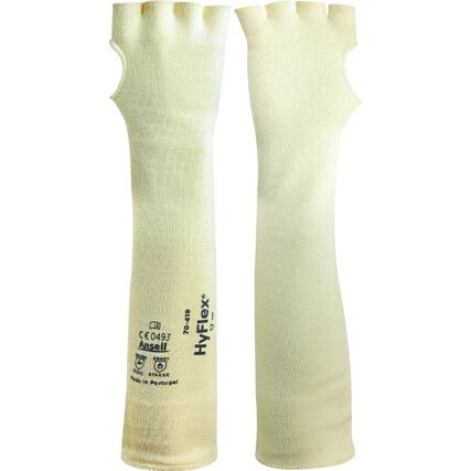 70-419 HyFlex Cut Resistant Sleeve, Yellow, Kevlar, EN388: 2016, 1, 3, 3, X, C, 18"
