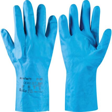 87-195 VersaTouch Chemical Resistant Gloves, Blue, Latex, Cotton Flocked Liner, Size 8.5-9