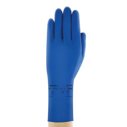 Alphatec, Chemical Resistant Gloves, Blue, Latex, Polyamide Liner, Size 8