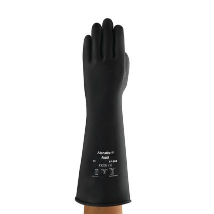 87-104 Alphatec Chemical Resistant Gloves, Black, Latex, Size 7