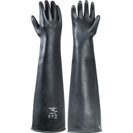 87-108 Alphatec Chemical Resistant Gloves, Black, Latex, Size 9