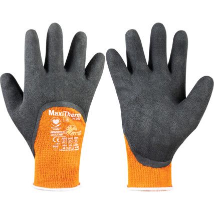 30-202 MaxiTherm, Cold Resistant Gloves, Black/Orange, Acrylic/Polyester Liner, Latex Coating, Size 8